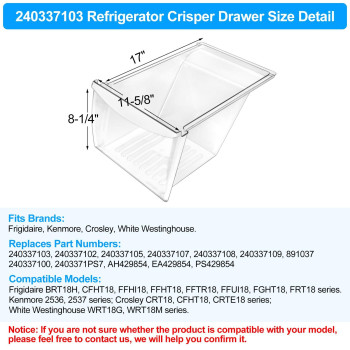 2 Pack Upgraded 240337103 Refrigerator Crisper Drawers Bins Compatible With Frigidaire Kenmore Frigidaire Drawer Replacement