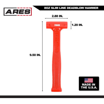 Ares 23049 8Oz Slim Line Deadblow Hammer Heavy Head Delivers Powerful Striking Force Slim Profile Head Design For Greater