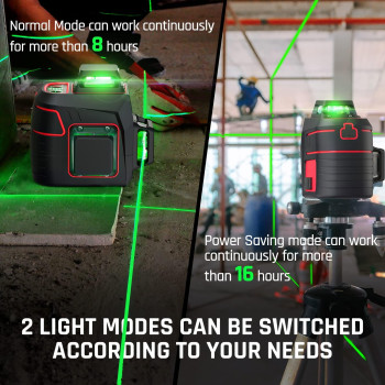 Motovera Self Leveling Laser Level 3X360 3D Cross Line Rotary Lasers Green Beam Pulse Mode Battery Indicator Usb Typec Chargi