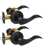 Ticonn Traditional Wave Style Reversible Door Lever Door Handle For Interior Doors And Closet Matte Black Privacy 2Pack