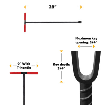 Homestead 36Inch Water Meter Key With Wide T Handle Comfortable Grip And Ushaped Head