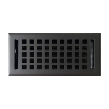 Empire Register Co Vent Cover 4X10 Inch Square Design Textured Black Finish Heavy Duty Floor Vent Covers Metal Damper Att