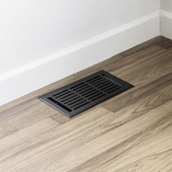 Empire Register Co Vent Cover 4X10 Inch Linear Design Textured Black Finish Heavy Duty Floor Vent Covers Metal Damper Att