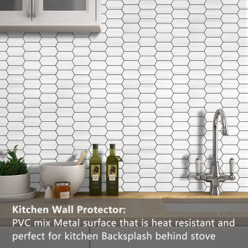 Vamos Tile Long Hexagon Peel And Stick Backsplash Tile 10 Sheets Stick On Backsplash For Kitchen And Bathroom 124 X 12 Inch D