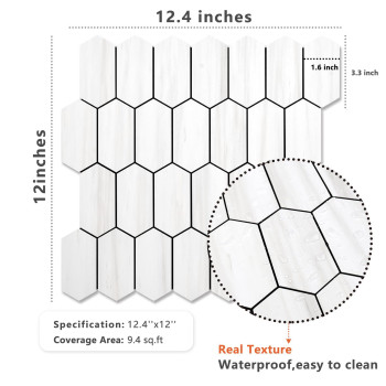 Vamos Tile Long Hexagon Peel And Stick Backsplash Tile 10 Sheets Stick On Backsplash For Kitchen And Bathroom 124 X 12 Inch D