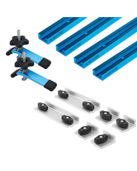 Powertec 71779 24 Doublecut Profile T Track Kit Including Long Short Inline Stops And 512 Hold Down Clamps