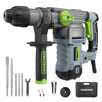 Workpro Premium 114 Inch Sdsplus Rotary Hammer Drill 125Amp Heavy Duty Corded Version For Concrete Demolition Chipping Rot