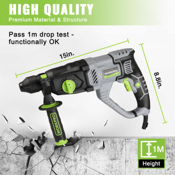 Workpro Premium 114 Inch Sdsplus Rotary Hammer Drill 75Amp Lightweight Corded Version For Concrete Demolition Chipping Rot