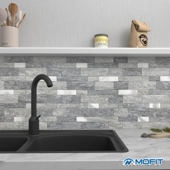 Mofit Backsplash Tile For Kitchen Peel And Stick Stone Matte Finish Bathroom Tiles Stickers 3D Wall Panel Linear Mosaic Marble B