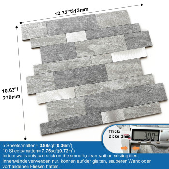 Mofit Backsplash Tile For Kitchen Peel And Stick Stone Matte Finish Bathroom Tiles Stickers 3D Wall Panel Linear Mosaic Marble B