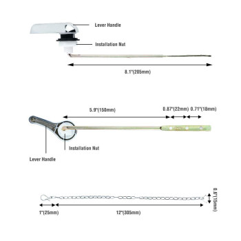 Jwodo Toilet Handle Replacement Kit Chrome Finish Toilet Trip Levers With Seal Gasket And Nut With Stainless Steel Flapper Cha