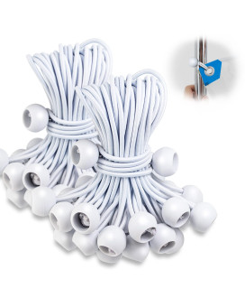 100 Pcs Bungee Balls 6 Inch White Tarp Ball Bungee With Balls Heavy Duty Canopy Tarp Tie Down Ball For Camping Shelter Cargo Ten