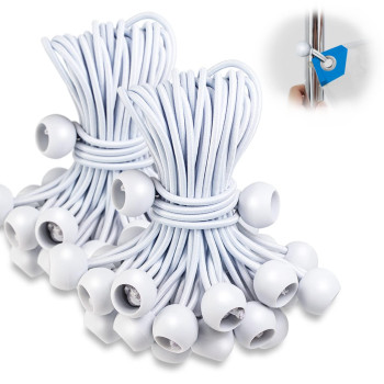 100 Pcs Bungee Balls 6 Inch White Tarp Ball Bungee With Balls Heavy Duty Canopy Tarp Tie Down Ball For Camping Shelter Cargo Ten