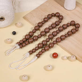 Hion 2 Pcs Boho Curtain Tiebacks Wood Beads Curtain Holdbacks Outdoor Farmhouse Tie Backs For Curtains Curtain Holders For Drape