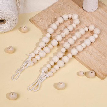 Hion 6 Pcs Boho Curtain Tiebacks Wood Beads Curtain Holdbacks Outdoor Farmhouse Tie Backs For Curtains Curtain Holders For Drape