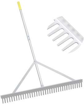 Byhagern Landscape Rake 36 Aluminum Rake With Lightweight 69 Handle Landscaping Rake Tool For Lawn Care Lake And Beach