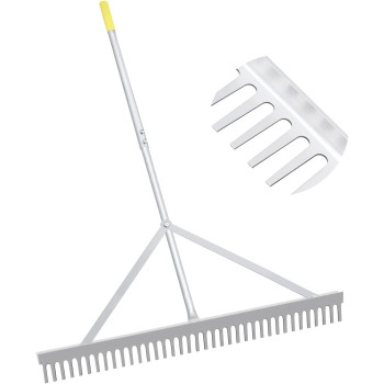 Byhagern Landscape Rake 36 Aluminum Rake With Lightweight 69 Handle Landscaping Rake Tool For Lawn Care Lake And Beach