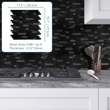 Sunwings Peel And Stick Mosaic Natural 3D Stone Self Adhesive Tiles 12 X 11 5Sheet Stick On Backsplash For Kitchen Bathroo