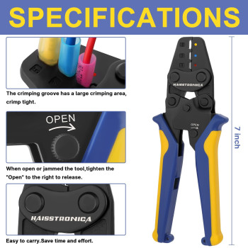 Haisstronica Crimping Tool For Heat Shrink Connectors Awg 2210 7Inch Ratcheting Wire Crimper Tool