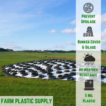 Farm Plastic Supply Silage Tarp Blackwhite Plastic Sheeting 5 Mil 30 X 20 Heavy Duty Polyethylene Plastic Tarp For Si