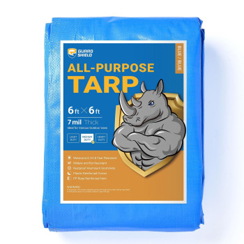 Guard Shield Blue Tarp Waterproof 6X6 Feet Medium Duty All Purpose Poly Tarps Cover 7Mil