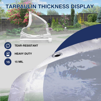 Ezcasch Clear Tarp 6 X 8 15 Mil Clear Vinyl Pvc Tarp Waterproof Tarpaulin 100 Transparent Pvc Tarps Small Cover Plastic Shee