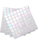 Dicofun 40Sheet Rainbow Peel And Stick Backsplash For Kitchen And Bathroom 66 X 66 White Glass Mosaic Tiles