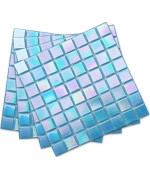 Dicofun 40Sheet Rainbow Peel And Stick Backsplash For Kitchen And Bathroom 66 X 66 Blue Glass Mosaic Tiles