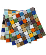 Dicofun 40Sheet Colorful Glass Peel And Stick Backsplash 66 X 66 Mixed Color Stained Quartz Mosaic Tiles