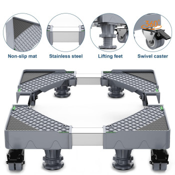 Hqo Lovl Upgrade Fridge Stand Mobile Base With 8 Locking Wheels And 4 Strong Feet 275 354 Adjustable Furniture Dolly For