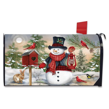 Briarwood Lane Snowman And Friends Winter Magnetic Mailbox Cover Birds Lantern Standard