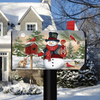 Briarwood Lane Snowman And Friends Winter Magnetic Mailbox Cover Birds Lantern Standard