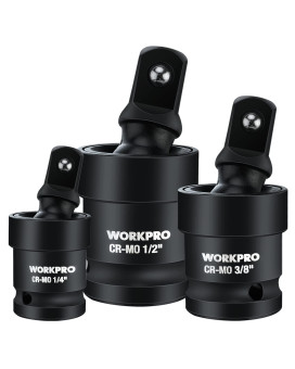 Workpro Impact Universal Joint Set 3 Piece12 38 14Inch Drive Swivel Socket Set Socket Adapter Set Premium Crmo S