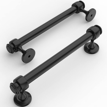 Amerdeco 10 Pack Matte Black Cabinet Pulls 5 Inch Hole Centers 6 Inch Length Handles For Kitchen Cabinet Hardware Solid Cabinet