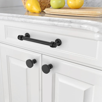 Amerdeco 10 Pack Matte Black Cabinet Pulls 5 Inch Hole Centers 6 Inch Length Handles For Kitchen Cabinet Hardware Solid Cabinet