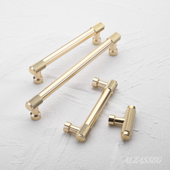 Alzassbg 10 Pack Gold Cabinet Pulls 5 Inch128Mm Hole Centers Kitchen Hardware Knurled Cabinet Handles For Cabinets And Drawer