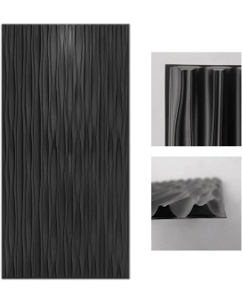 Art3D Black Large Pvc 3D Wall Panels For Interior Wall D Cor Drop Ceiling Tile 2X4 3D Textured Wavy Wall Panels Decorative P