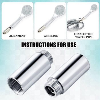 2 Pcs Shower Head Extension Arm Stainless Steel Shower Head Extender Shower Pipe Extension 12Pt Male To 12Pt Female Thread Cas