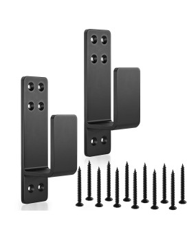 Amzfine 2X4 Door Barricade Brackets Heavy Duty 2Pcs Door Bar Holder Brackets For Home Security Black