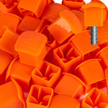 Sukh Rebar Caps 60Pcs Reber Cap Cover Plastic End Caps Orange Mushroom Rebar Safety T Posts Caps Building Construction Rebar