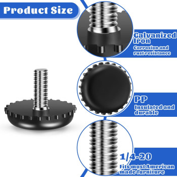 Dunzy 60 Pieces 1420 Adjustable Furniture Levelers Stainless Steel Screw In Threaded Leveling Feet Screw On Furniture Glide Le