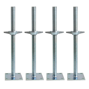 Gaeaauto 4 Pack Adjustable Leveling Jack Solid Screw Jacks With Base Plate For Bakerstyle Scaffolding Silver