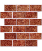 Commomy 10 Pcs 3D Faux Brick Wall Panels 118X118 Pvc Red Brick Subway Tiles For Walls Faux Brick Backsplash Decorative W