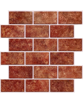 Commomy 10 Pcs 3D Faux Brick Wall Panels 118X118 Pvc Red Brick Subway Tiles For Walls Faux Brick Backsplash Decorative W