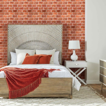 Commomy 10 Pcs 3D Faux Brick Wall Panels 118X118 Pvc Red Brick Subway Tiles For Walls Faux Brick Backsplash Decorative W