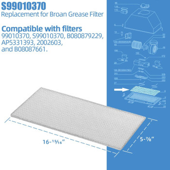 Range Hood Filter Replacement For Broan S99010370 Replaces Ap5950107 99010370 2002603 B08087661 B08087922 Sb08087661 Alum