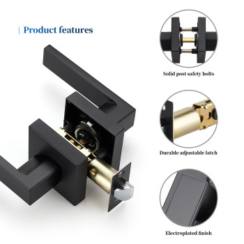 Ravinte 10 Pack Heavy Duty Door Lever Door Lock Square Lever Door Handles Right Left Handing Lever Set Matte Black Finish Passag