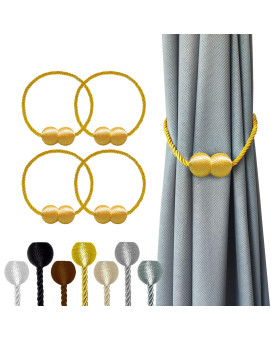 Hion Magnetic Curtain Tiebacks Golden 4 Pack Curtain Tiebacks Buckles Holdbacks Holders Hooks Clip For Home Bedroom Office Deco