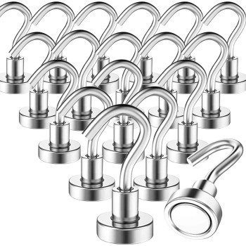 Mi N Ci 20 Pack Magnetic Hooks 35 Lb Strong Magnetic Hooks Rare Earth Neodymium Magnets With Hooks For Hanging Heavy Duty Hoo