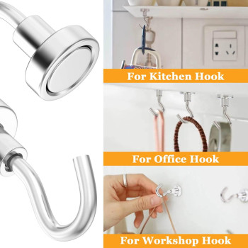 Mi N Ci 20 Pack Magnetic Hooks 35 Lb Strong Magnetic Hooks Rare Earth Neodymium Magnets With Hooks For Hanging Heavy Duty Hoo